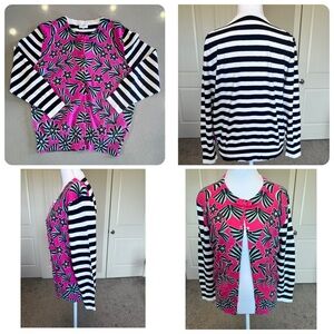 Crown & Ivy Floral Striped Cardigan PTP approximately 19”